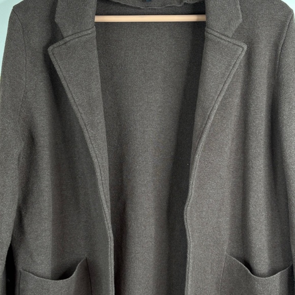 QUINCE 100% Organic Cotton Knit Blazer M Taupe Brown Pockets Classic Minimalist - Picture 3 of 11